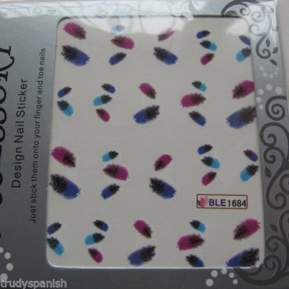 20 Feather Nail Art Decals
